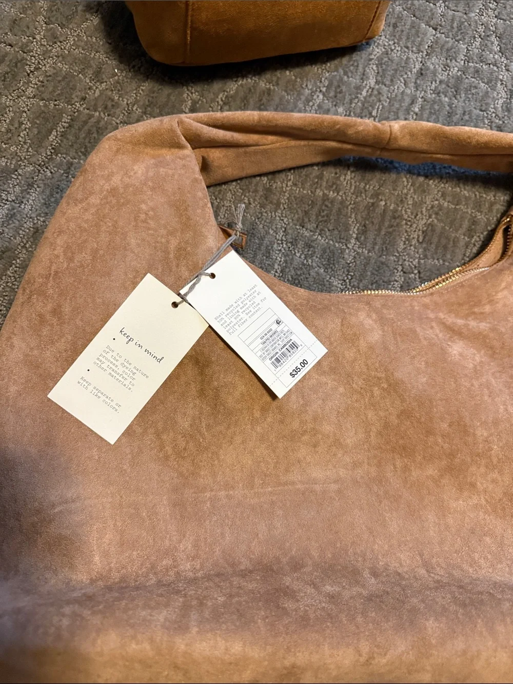 Two a new day vegan suede bags. Shoulder Bag with Matching Mini Top-Handle.